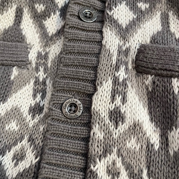 Genuine Kids Oshkosh 2T Unisex Cardigan Grey White Button Cowl Boho Grandpacore - Picture 7 of 7